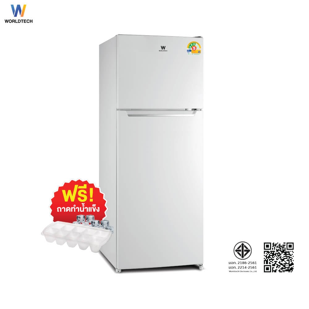 ตู้เย็น 2 ประตู WORLDTECH รุ่น WT-RF138 ขนาด 4.9 คิว ความจุ 138 ลิตร สีเทา